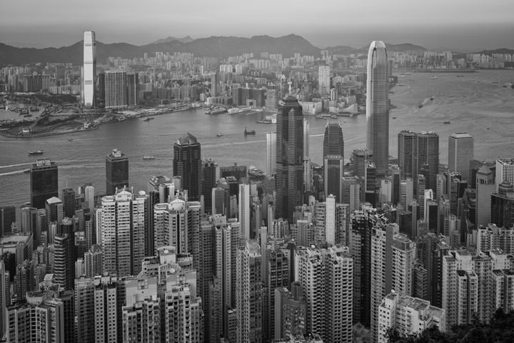 Hong Kong Skyline 11 in black and white