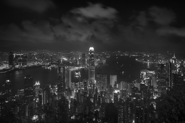 Hong Kong Skyline 25 in black and white