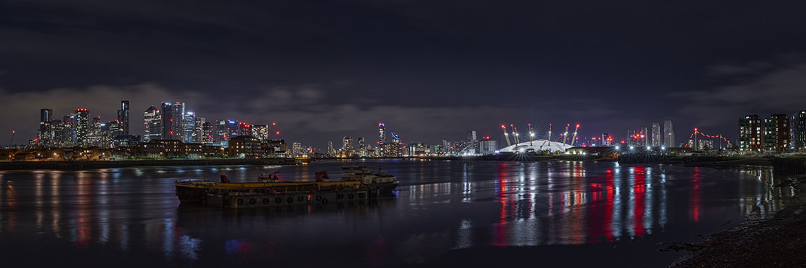 Photograph of London Docklands at Night