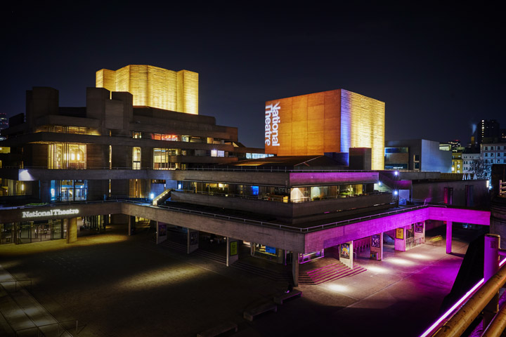National Theatre in London in bright Colours at night