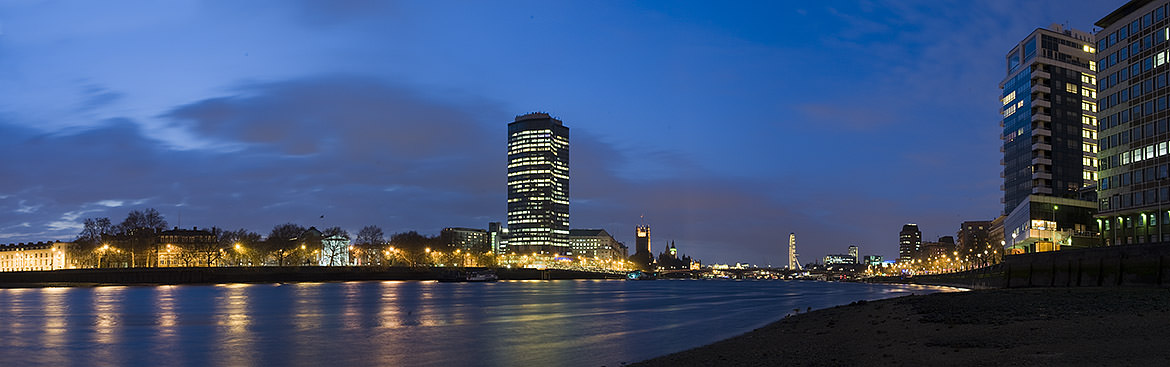 River Thames at Vauxhall in Lambeth at night