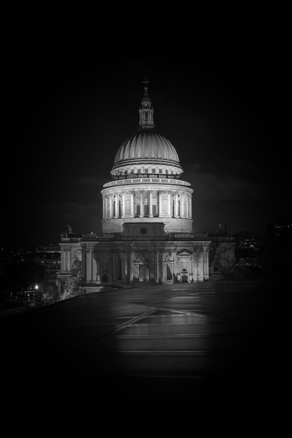 St Pauls Cathedral in black and white with film noir effect