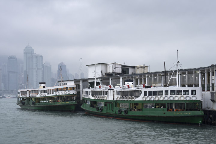 2 ferries at the Star Ferry Terminal  in Kowloon