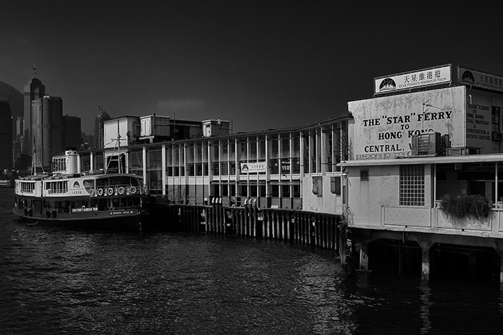 Star Ferry Termnal 2A in black and white