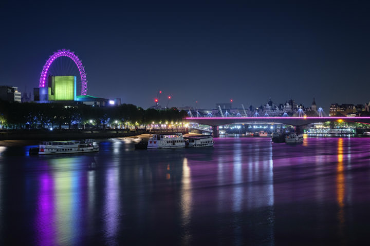 Waterloo Bridge Purple - Illuminated River