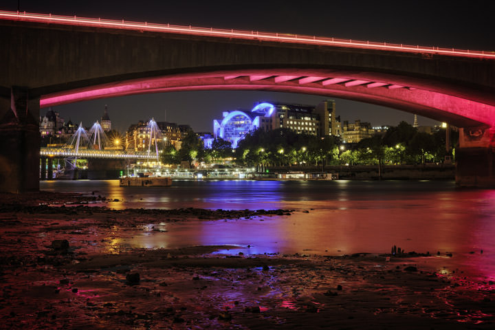 Waterloo Bridge Red as part of the Illuminated River in London